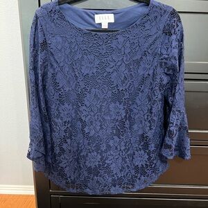 Women's ELLE™ 3/4 Lace Bell Sleeve Top-Size Small